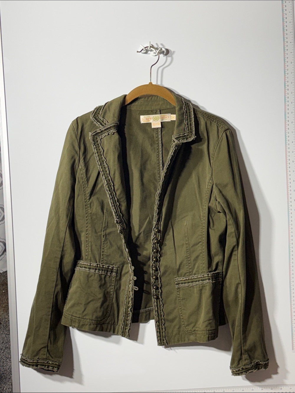 J. Crew Olive Frayed Trim Women's Blazer